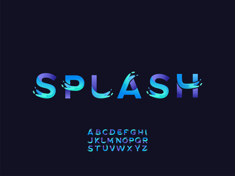 Alphabet logos with splashes. water slpash color style. Premium Vector 