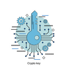 Cyber key, data protection, information security flat design style vector concept illustration
