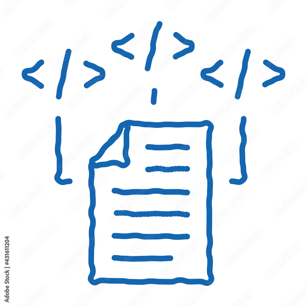 Aufkleber programming code file doodle icon hand drawn illustration
