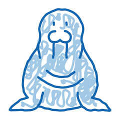 walrus animal doodle icon hand drawn illustration