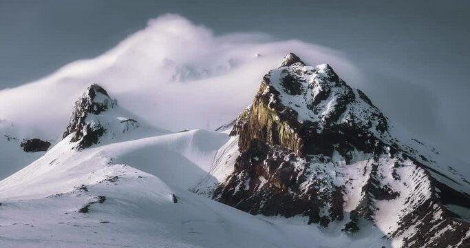 Dramatic Timelapse of Mount Hood at Dusk