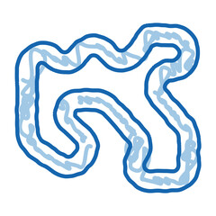 track karting doodle icon hand drawn illustration