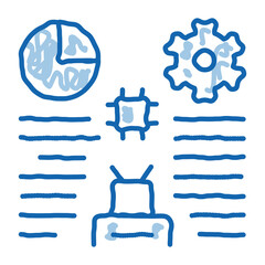 robot machine learning doodle icon hand drawn illustration