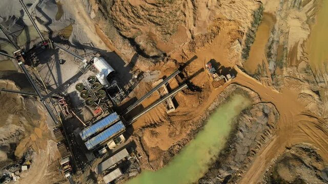 Limestone processing plant at mine. Aerial shot