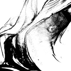 Abstract black and white graphics — minimalistic illustration made with alcohol ink and digital...