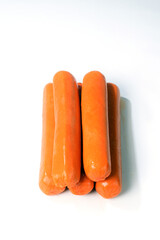 Hot dog sausages on a white background