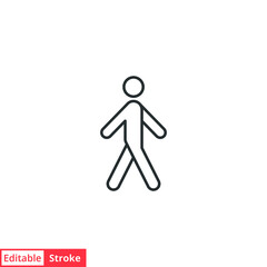 Fototapeta premium Walk line icon. Simple outline style. Pedestrian, man, pictogram, human, side, walkway concept symbol. Vector illustration isolated on white background. Editable stroke EPS 10.