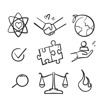 hand drawn doodle industry icon illustration symbol collection isolated