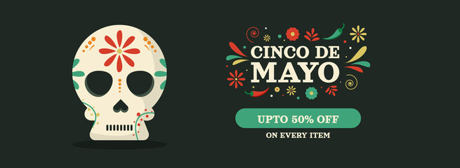 Cinco de mayo horizontal sale banner
