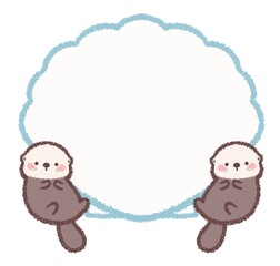 ラッコの子供とホタテ貝のフレーム