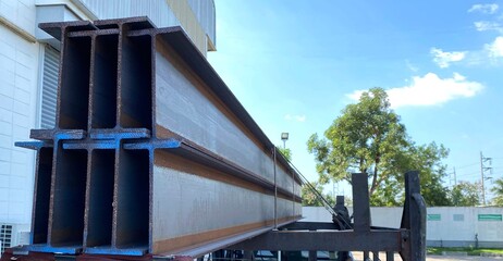 stack of​ h-beam steel for​ construction supplies​