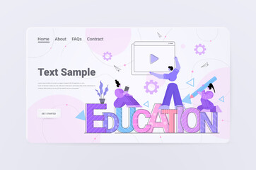 students watching online course online education concept horizontal full length