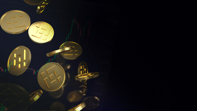 The BNB or Coin cryptocurrency Binance  for cryptocurrency  Business concept 3d rendering, Bangkok ,Thailand, 02-05-2021.