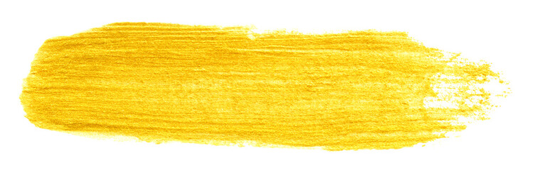 yellow gold colored doodle smear stroke isolated on white backgrounds, hand-drawn golden acrylic...