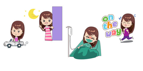 Cute cartoon vector girl collection On a white background 