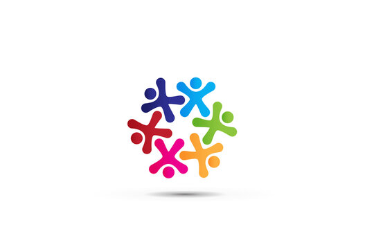 Logo friendship teamwork people it can be a group of children playing together vector image 