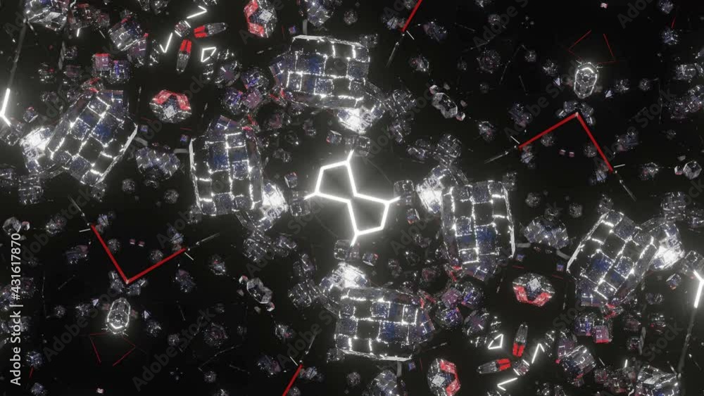 Aufkleber dark abstract moving background from kaleidoscope patterns. animated three-dimensional background. 3