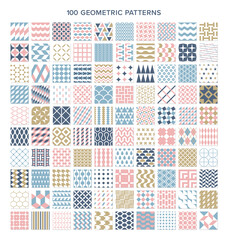 100種類の幾何学模様のシームレスパターン