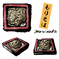 イラスト素材：もりそば。日本の食事。カラフルな絵。
Illustration material: Morisoba. Japanese meal. Colorful picture.