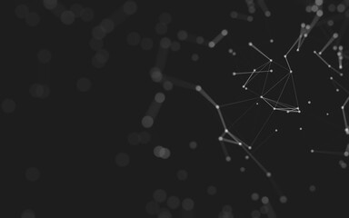 Fototapeta premium Abstract background. Molecules technology with polygonal shapes, connecting dots and lines. Connection structure. Big data visualization.