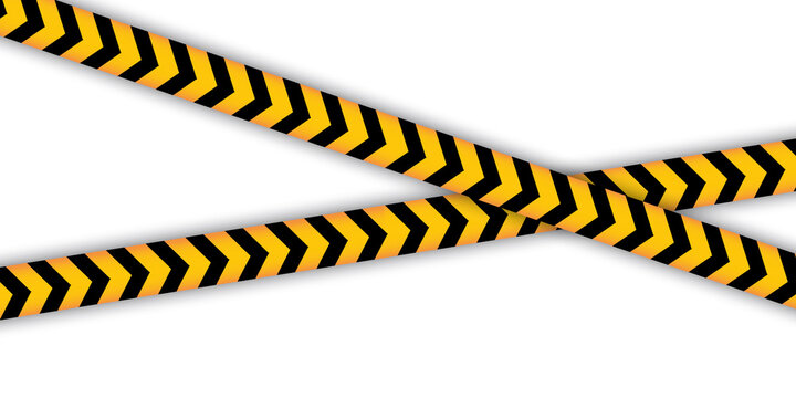Realistic ribbon. Stop coronavirus. Yellow striped ribbons, great design for any purposes. Vector illustration. EPS 10. Stock image.