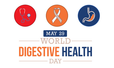 World Digestive Health Day is observed every year on 29th May. Diagnosis and treatment of gastritis, Stomach health Awareness Campaign Template.