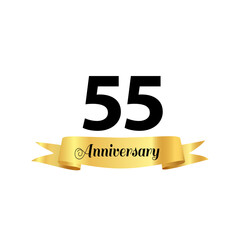 55 Years Anniversary Logo Gold Ribbon