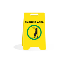 Accident Prevention signs, CAUTION board with message NO SMOKING AREA. beware and careful Sign, warning symbol design concept, vector illustration