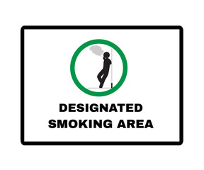 Message Board with text DESIGNATED SMOKING AREA, Beware and Allowed Sign symbol, vector illustration.