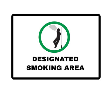 Message Board with text DESIGNATED SMOKING AREA, Beware and Allowed Sign symbol, vector illustration.
