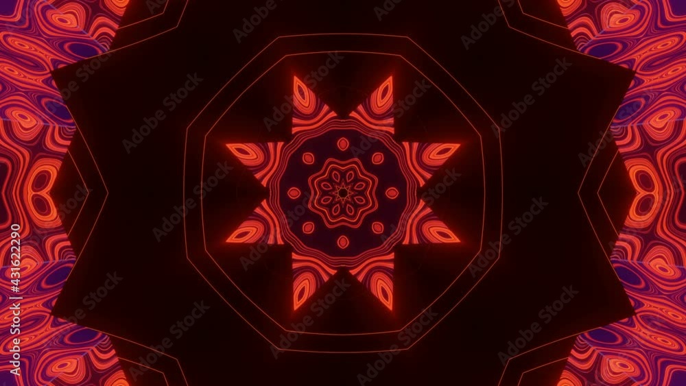 Aufkleber red black flashing kaleidoscope patterns. animated abstract background. 3d render