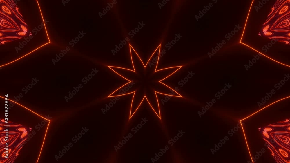 Aufkleber red black flashing kaleidoscope patterns. animated abstract background. 3d render