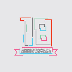 18th Years Anniversary Logo Birthday Celebration Abstract Design Vector Illustration.