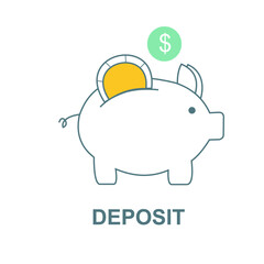 Colored outline icon for deposit.