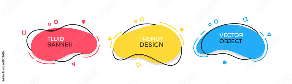 Fototapete set of modern organic shapes. fluid vector trendy elements. template graphics with geometric speech 