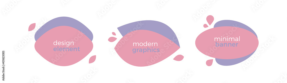 Aufkleber Set of modern organic shapes. Fluid vector trendy elements. Template graphics with geometric speech bubbles and banners with frames to put your own text