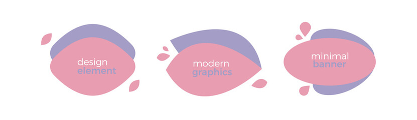 Set of modern organic shapes. Fluid vector trendy elements. Template graphics with geometric speech bubbles and banners with frames to put your own text