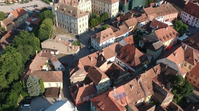 Aerial view over a city