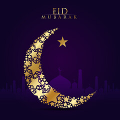 Eid Mubarak greeting Card Illustration, ramadan kareem vector Wishing for Islamic festival for banner, poster, background, flyer,illustration, Vector illustration.