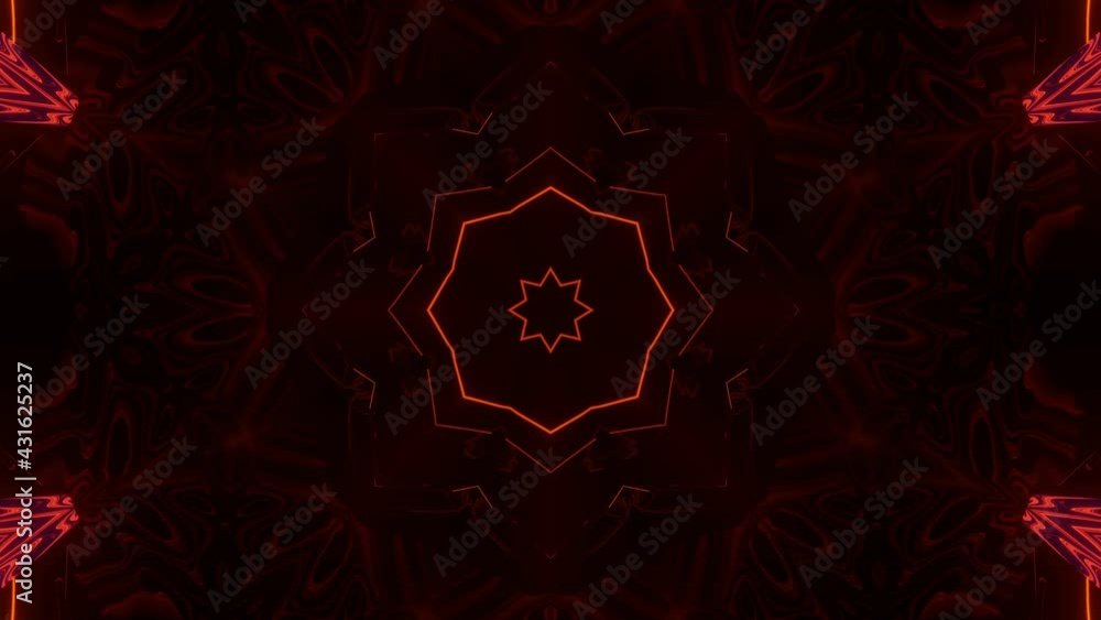 Aufkleber red black flashing kaleidoscope patterns. animated abstract background. 3d render