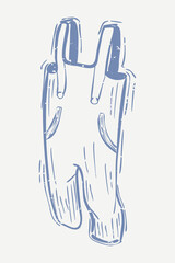 Muted blue dungaree linocut in cute illustration