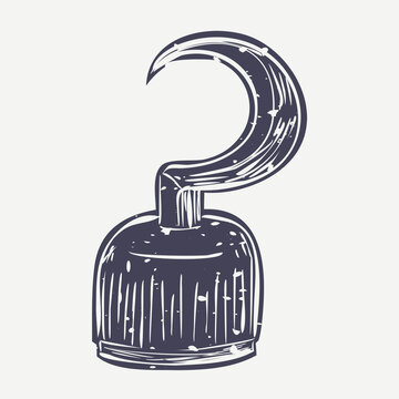 Muted navy pirate hook in cartoon illustration