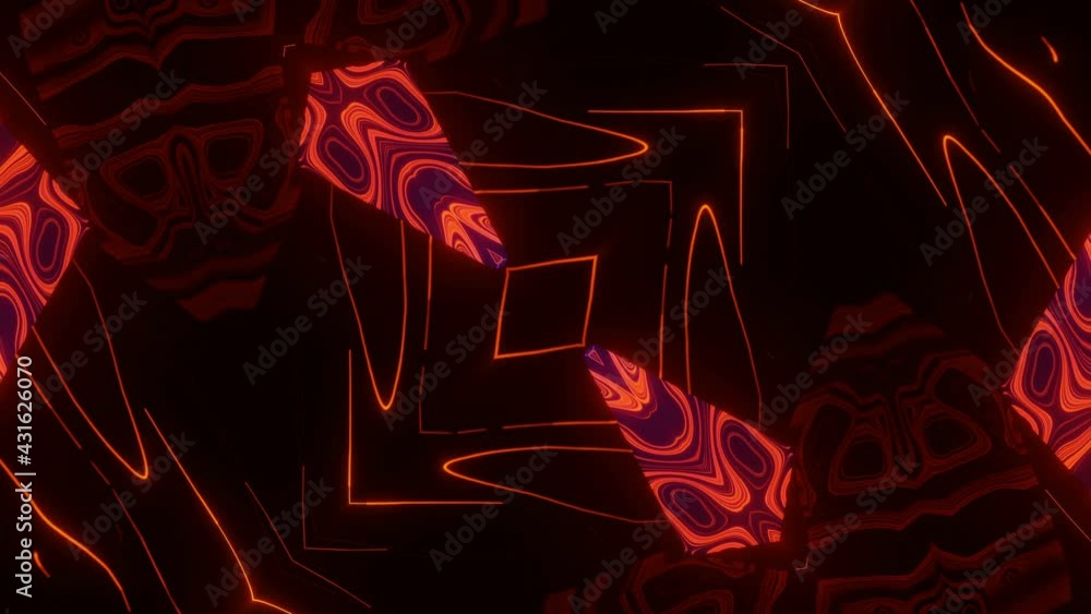Aufkleber red black flashing kaleidoscope patterns. animated abstract background. 3d render