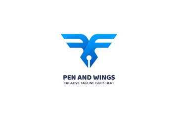 Obraz premium Wing and Pen Logo Template