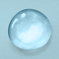 Water drop flat lay graphic on blue background