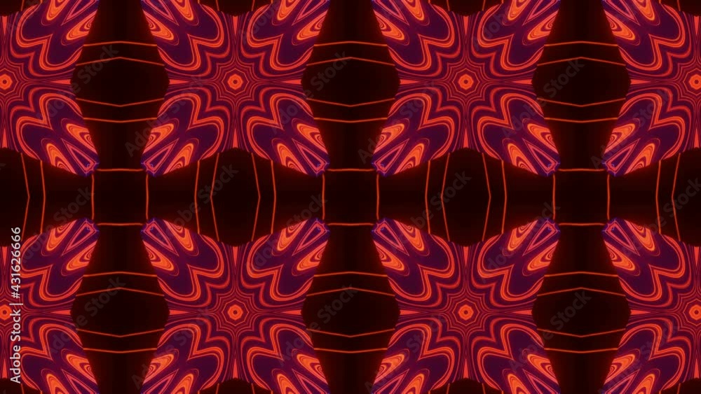 Aufkleber red black flashing kaleidoscope patterns. animated abstract background. 3d render