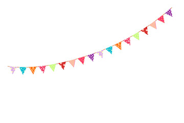 Happy birthday party, birthday party, colorful party flags, flat vector illustration and icons