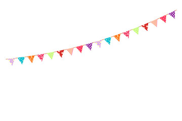 Obraz premium Happy birthday party, birthday party, colorful party flags, flat vector illustration and icons