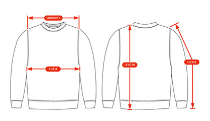 Clothing size chart vector illustration ( Sweat shirt )
