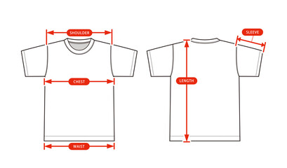 Clothing size chart vector illustration ( Shortsleeve Tshirt )